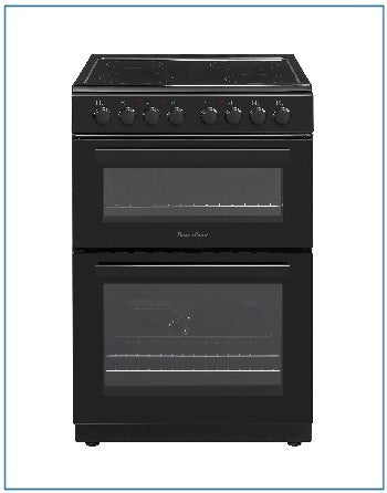 P06C2V1BL POWERPOINT 60CM DOUBLE CAVITY CERAMIC TOP COOKER BLACK