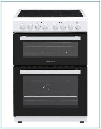 P06C2V1WH POWERPOINT 60CM DOUBLE CAVITY COOKER WITH CERAMIC HOB