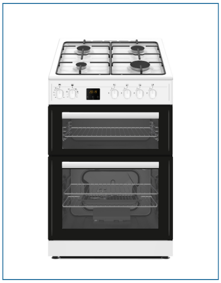 P06G2SNGW PowerPoint 60cm Twin Cavity Gas Cooker