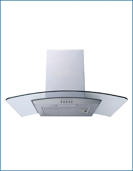 Electriq 60cm stainless steel outlet curved glass chimney cooker hood