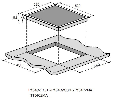 P154CZTC/T 4 PowerPoint 4 Zone Touch Control Frameless Ceramic Hob